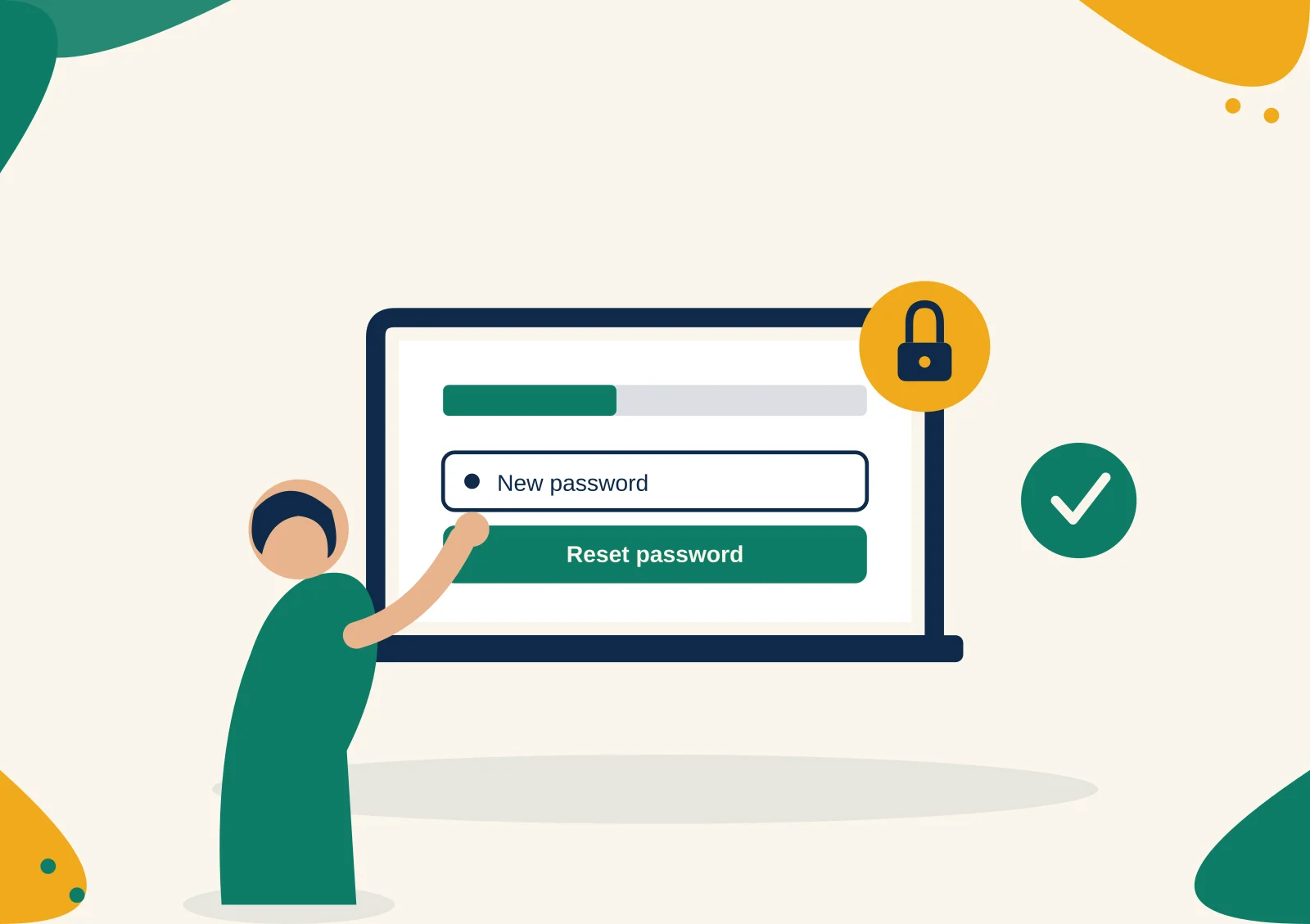 Laptop screen showing a password reset form, illustrating the Train with Mable login recovery process.